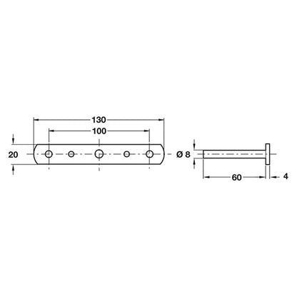 TRIADE SHELF BRACKET 130x20x4 ZA/NP