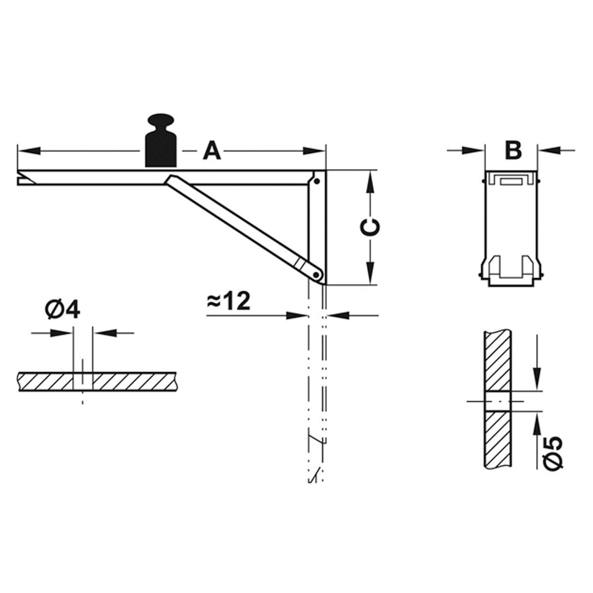 HING SPR BKT 40KG 30x85x250 ST/YC