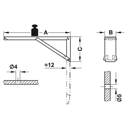 HING SPR BKT 40KG 30x85x250 ST/YC