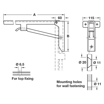 FOLD BRACKET HD HEBGO 220x580 ST/GY