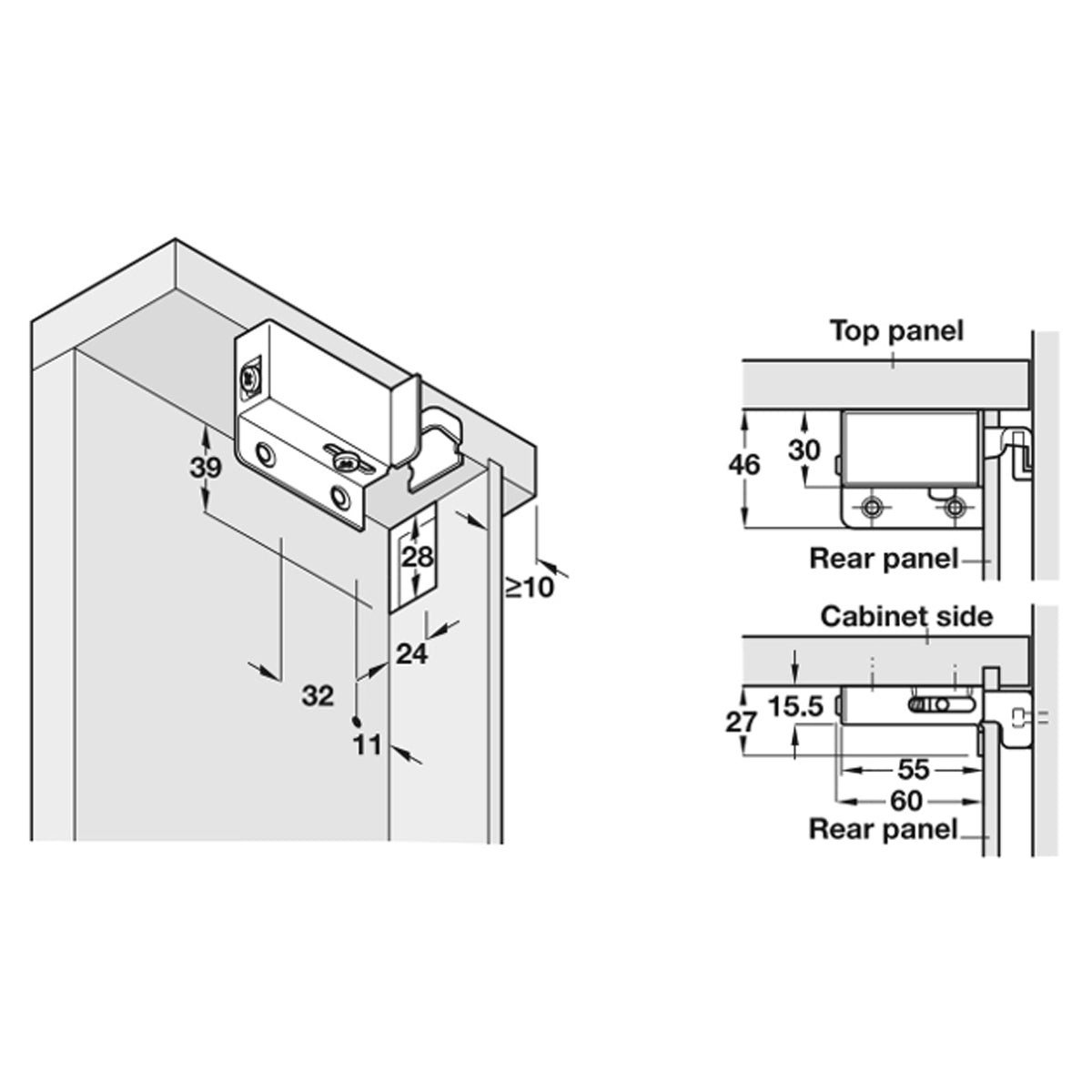 CABINET HANGER SCR LH ST/NP