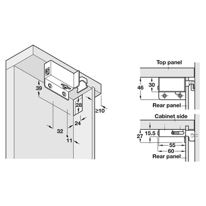 CABINET HANGER SCR RH ST/NP