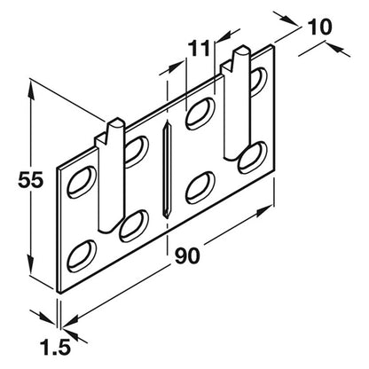 SCARPI-4 DBL WALL MOUNT PLATE ST/ZP