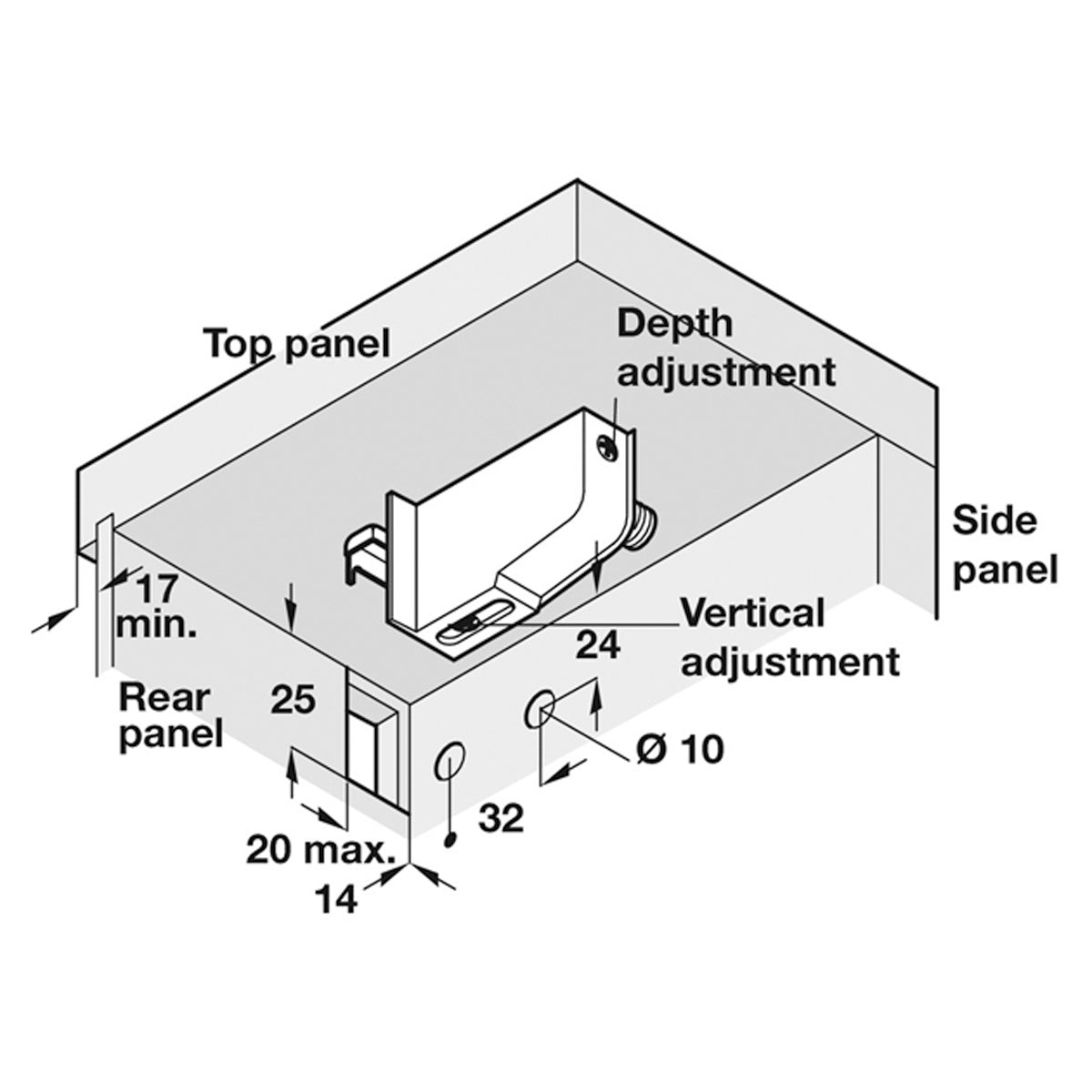 CABINET HANGER DOWEL D10 RH CR/WHI