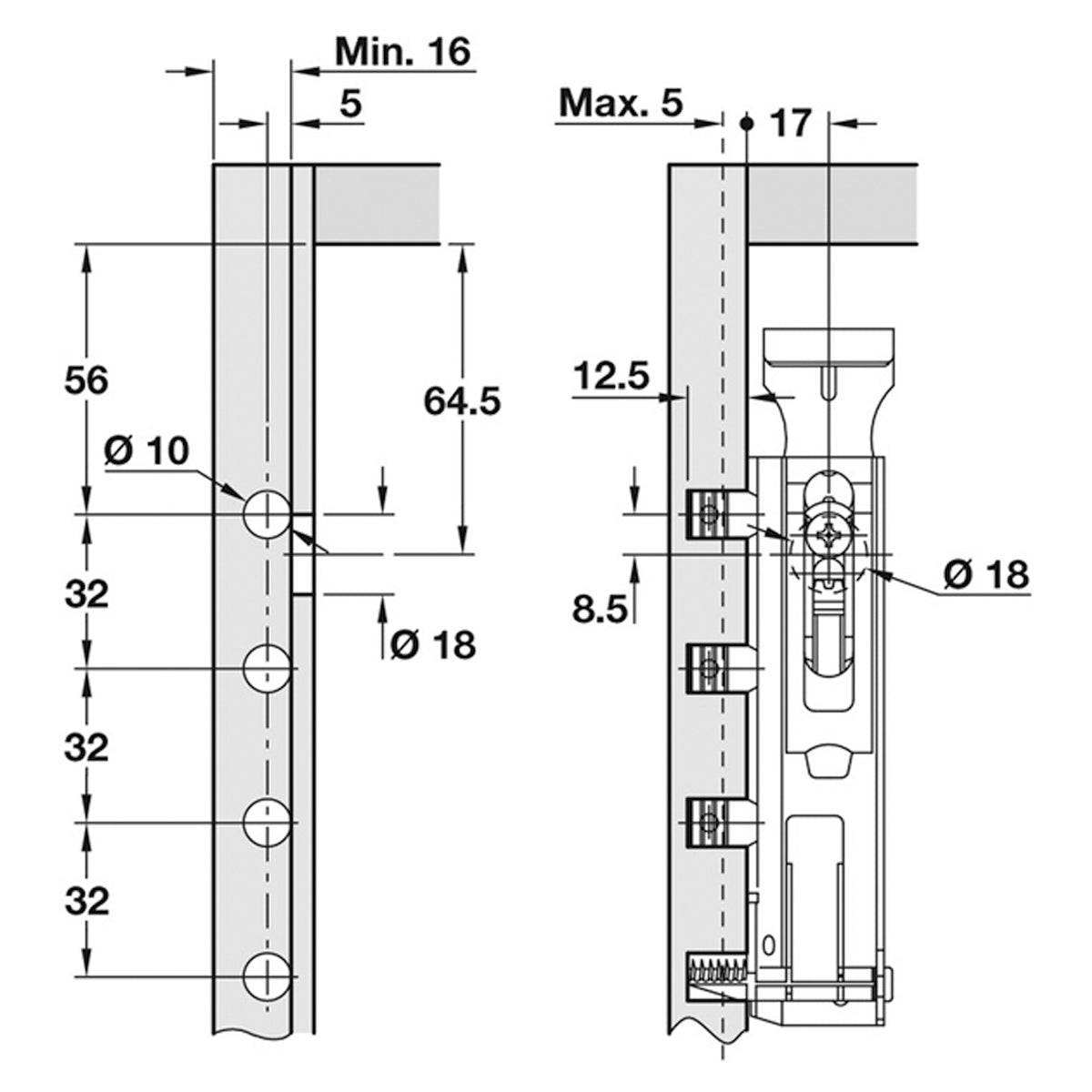 CABINET HANGER CNC DOWEL LH/RH ST