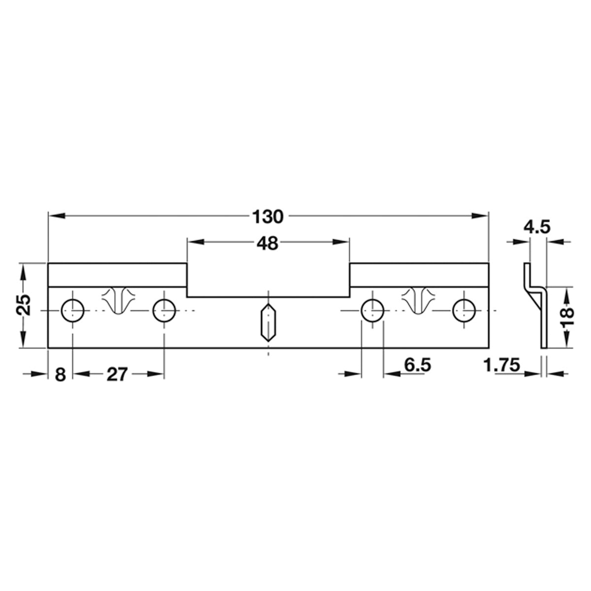 TRASER-6 DBL WALL MNT PLATE 130x24