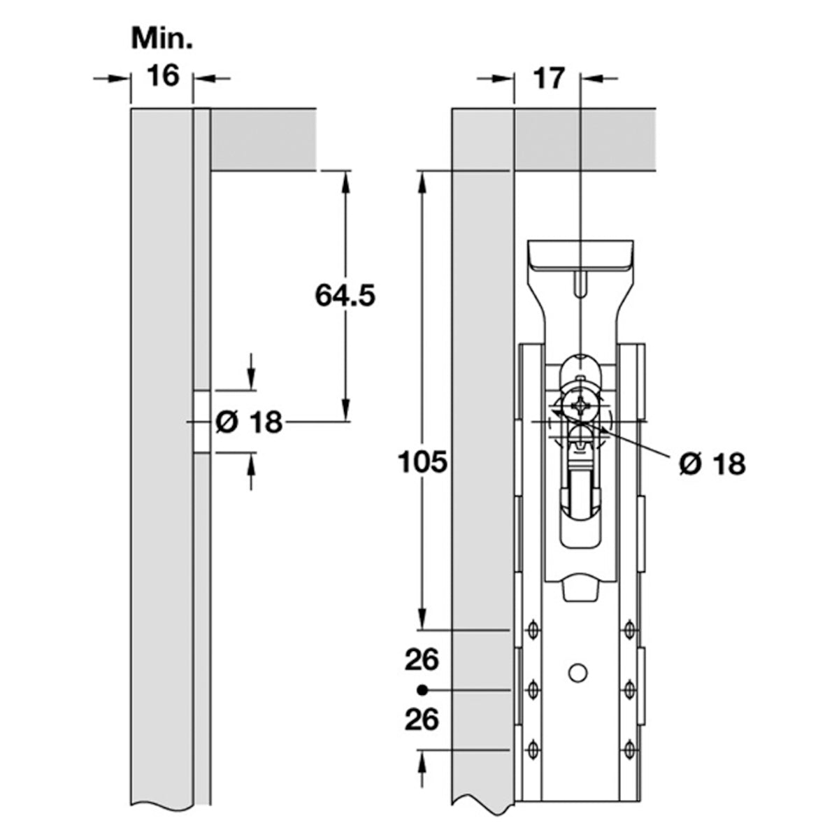 TRASER-6 CABINET HANGER 65KG ST/ZP