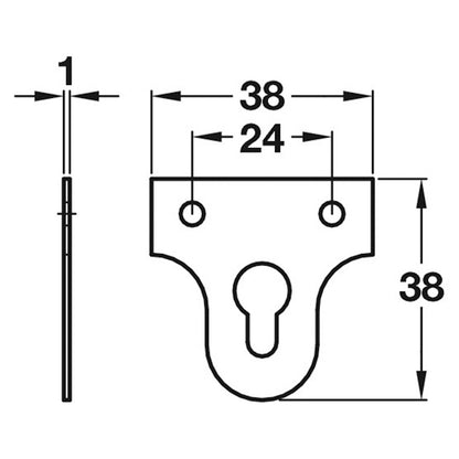 MIRROR PLATE 38x38 KEY ST/BRS BX100