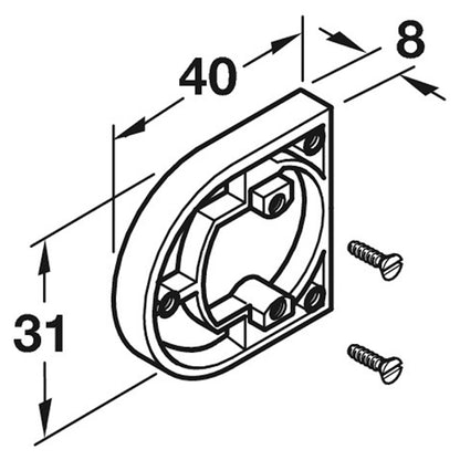 HINGE COVER PLATE D SHAPE PL/PNI