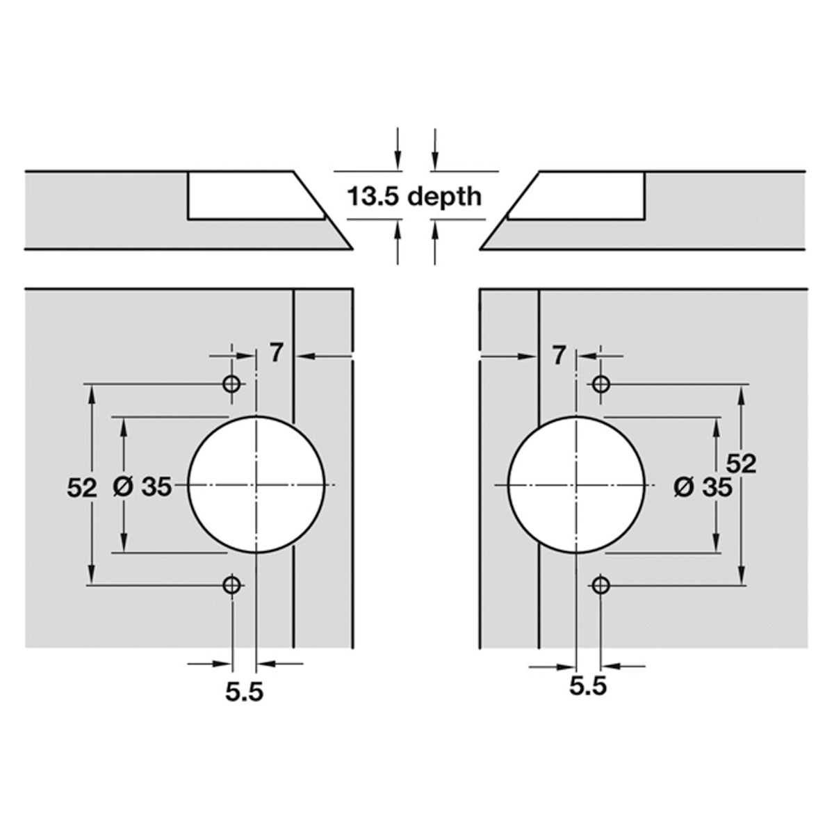 MITRE HINGE 135deg SCR D35 ZA/NP