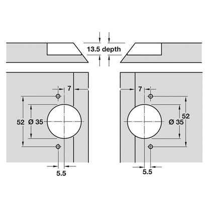 MITRE HINGE 135deg SCR D35 ZA/NP