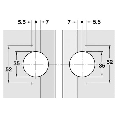 MITRED FLAP HINGE 90deg SCR D35 ZA/NP