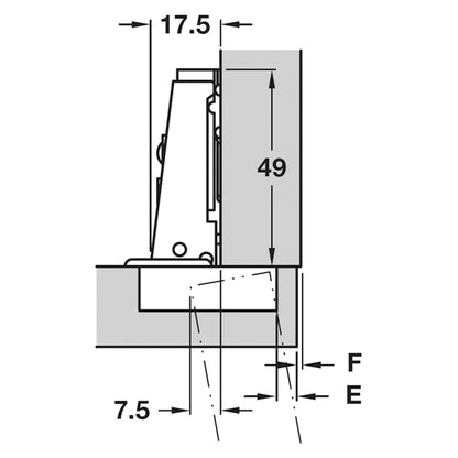 STST 100deg HINGE FULL SCREW SLIDE