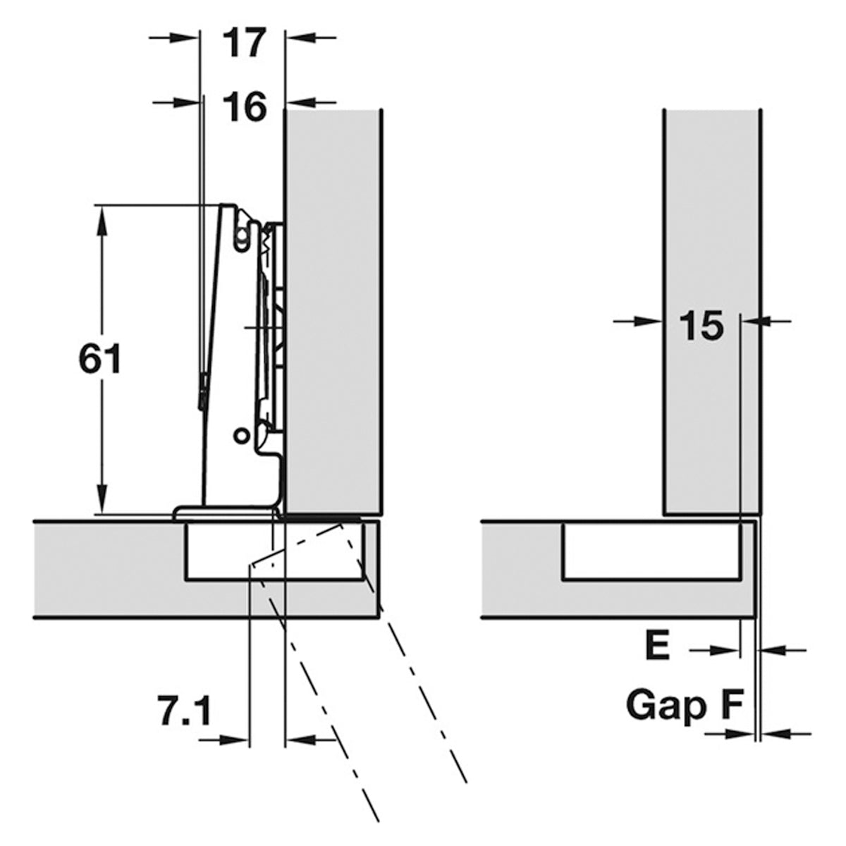 DUOMATIC 110deg HINGE FULL SCREW 48/6