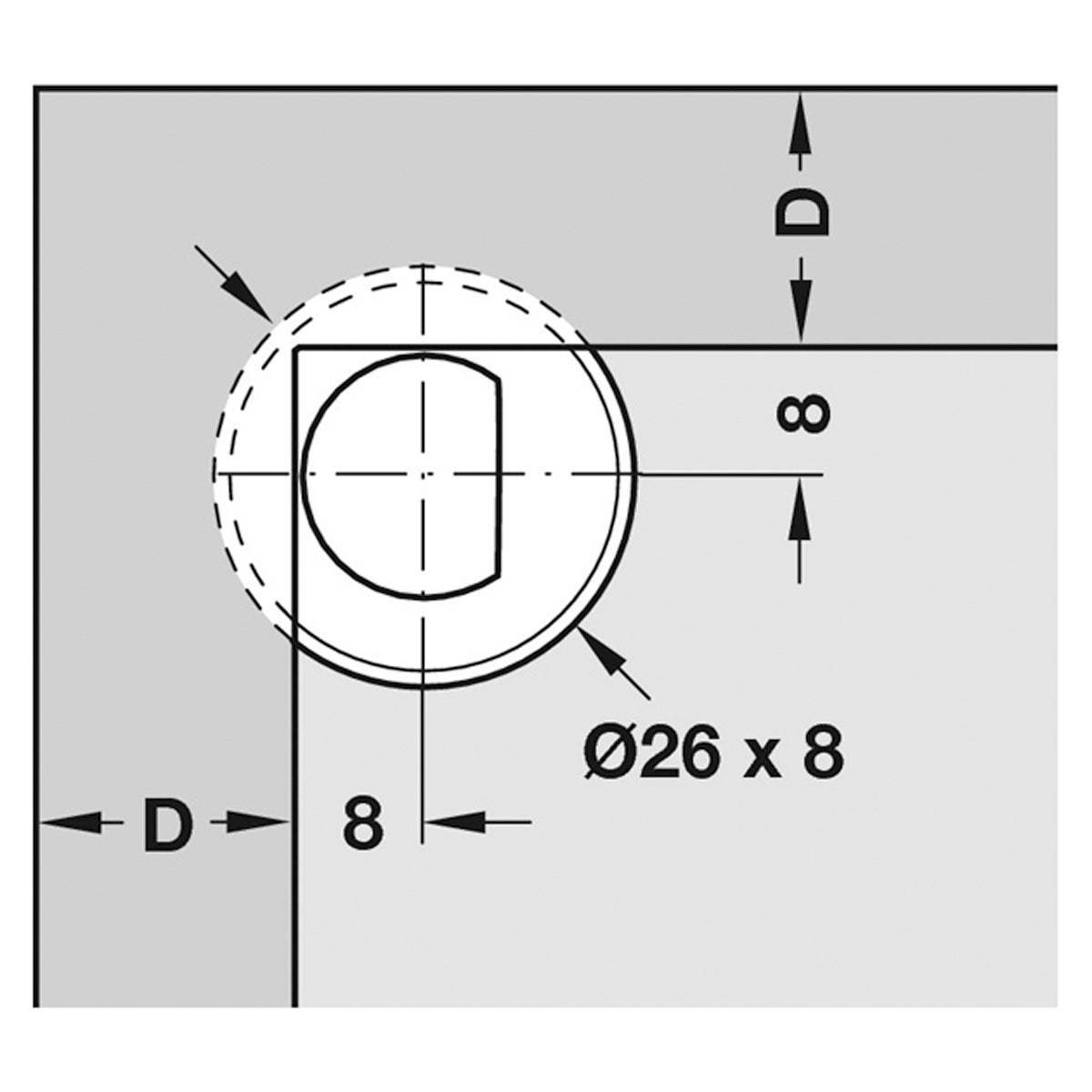 PUSH DOOR CATCH D26x8 LOCK