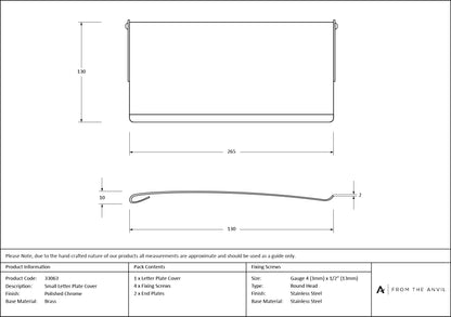 LETTER PLATE COVER 265x128x10 PCP - 33063 by MARCHES (ANVIL) ARCHITECTURAL HARDWARE
