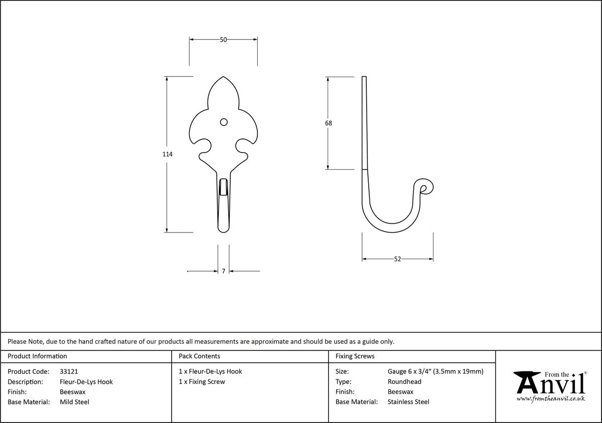 COAT HOOK FLEUR-DE-LYS 114x50x52 BWX - 33121 by MARCHES (ANVIL) ARCHITECTURAL HARDWARE