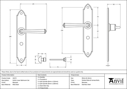 GOTHIC LEVER HANDLE BATH 125x248x64 BWX - 33272 by MARCHES (ANVIL) ARCHITECTURAL HARDWARE