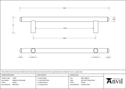 PULL HANDLE 1640HC 21x1816x73 PEW - 33395 by MARCHES (ANVIL) ARCHITECTURAL HARDWARE