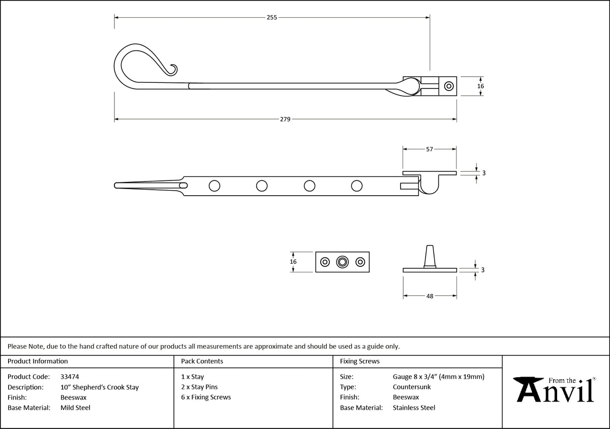 SHEPHERD'S CROOK STAY 254 315x16x57 BWX - 33474 by MARCHES (ANVIL) ARCHITECTURAL HARDWARE