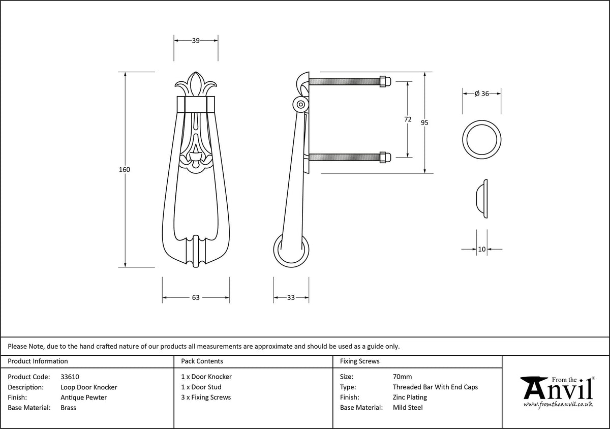 LOOP DOOR KNOCKER 160x63x33 APW - 33610 by MARCHES (ANVIL) ARCHITECTURAL HARDWARE