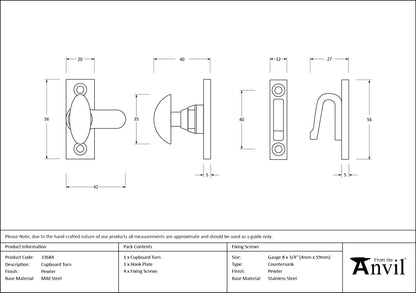 CUPBOARD TURN 56x20x40 PEW - 33684 by MARCHES (ANVIL) ARCHITECTURAL HARDWARE