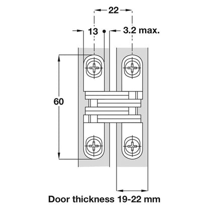 SOSS HINGE 204A 35x60 ZA/BP