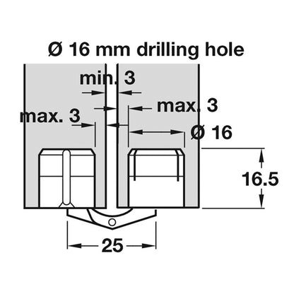 ZYSA HINGE 180deg D16 MBR