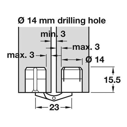 ZYSA HINGE 180deg D14 MBR