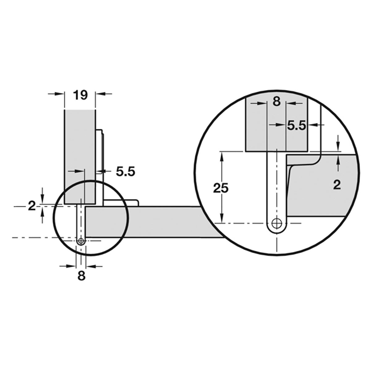 AXIMAT PIVOT HINGE 240deg ARM SCREW