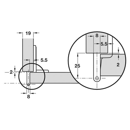 AXIMAT PIVOT HINGE 240deg ARM SCREW