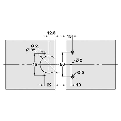 THIN DOOR HINGE SHORT ARM 270deg 15