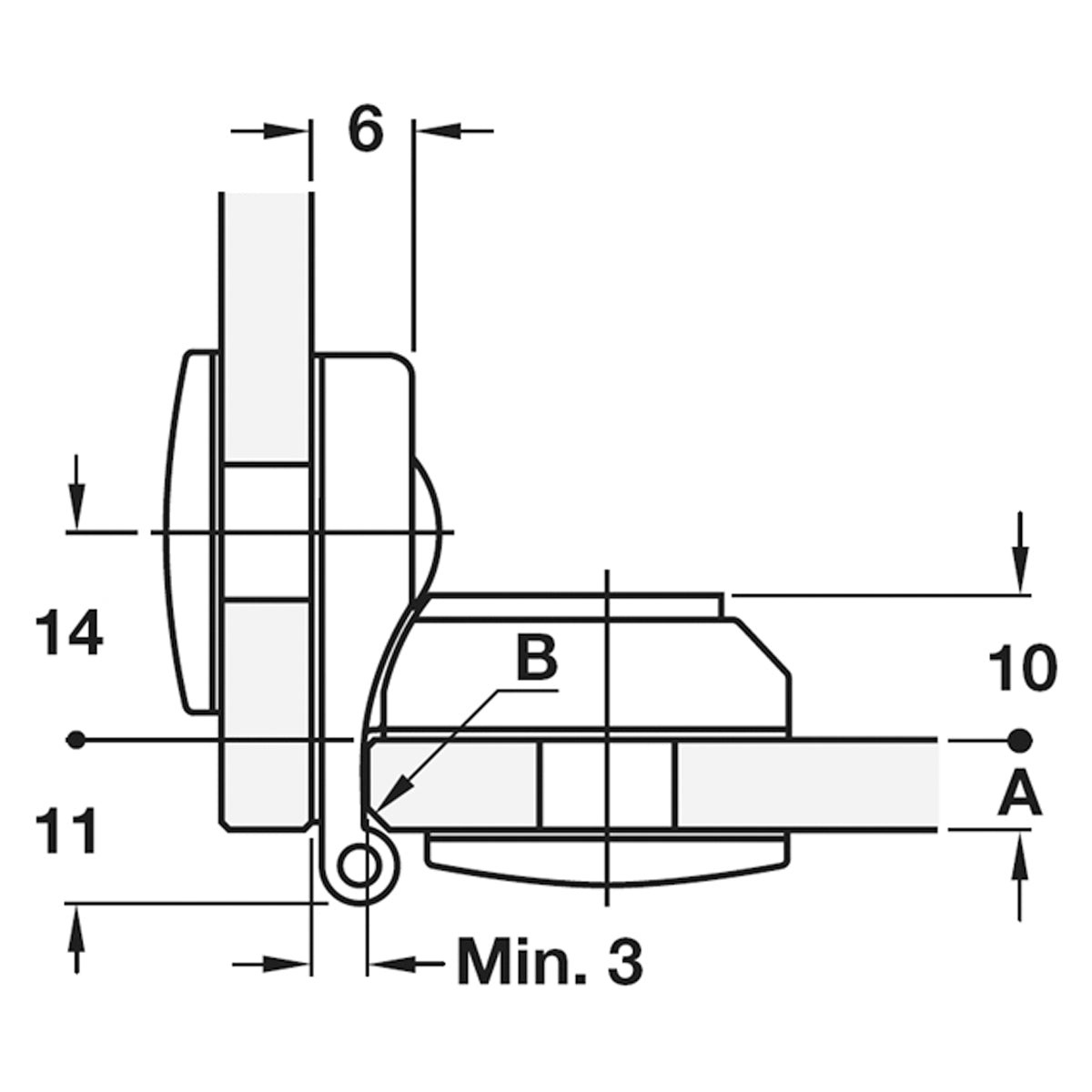 GLS DOOR HINGE+EXP AXEL 180deg INSET