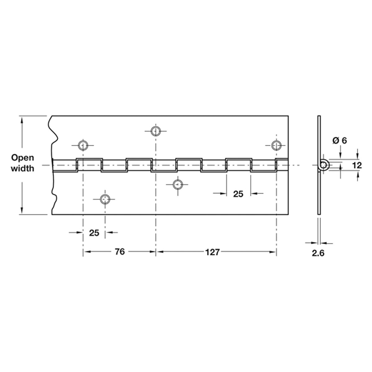 CONTINUOUS HINGE 2134x101.6 ST/ST