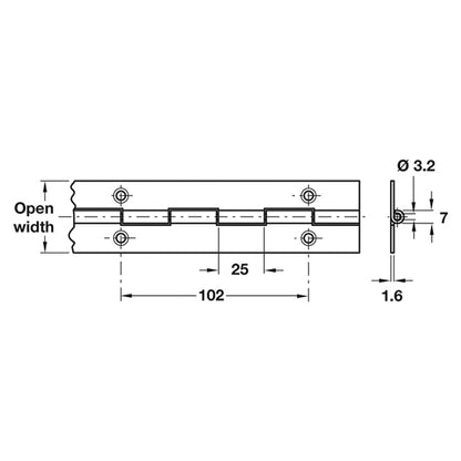 CONTINUOUS HINGE 1834x39 ST/ST