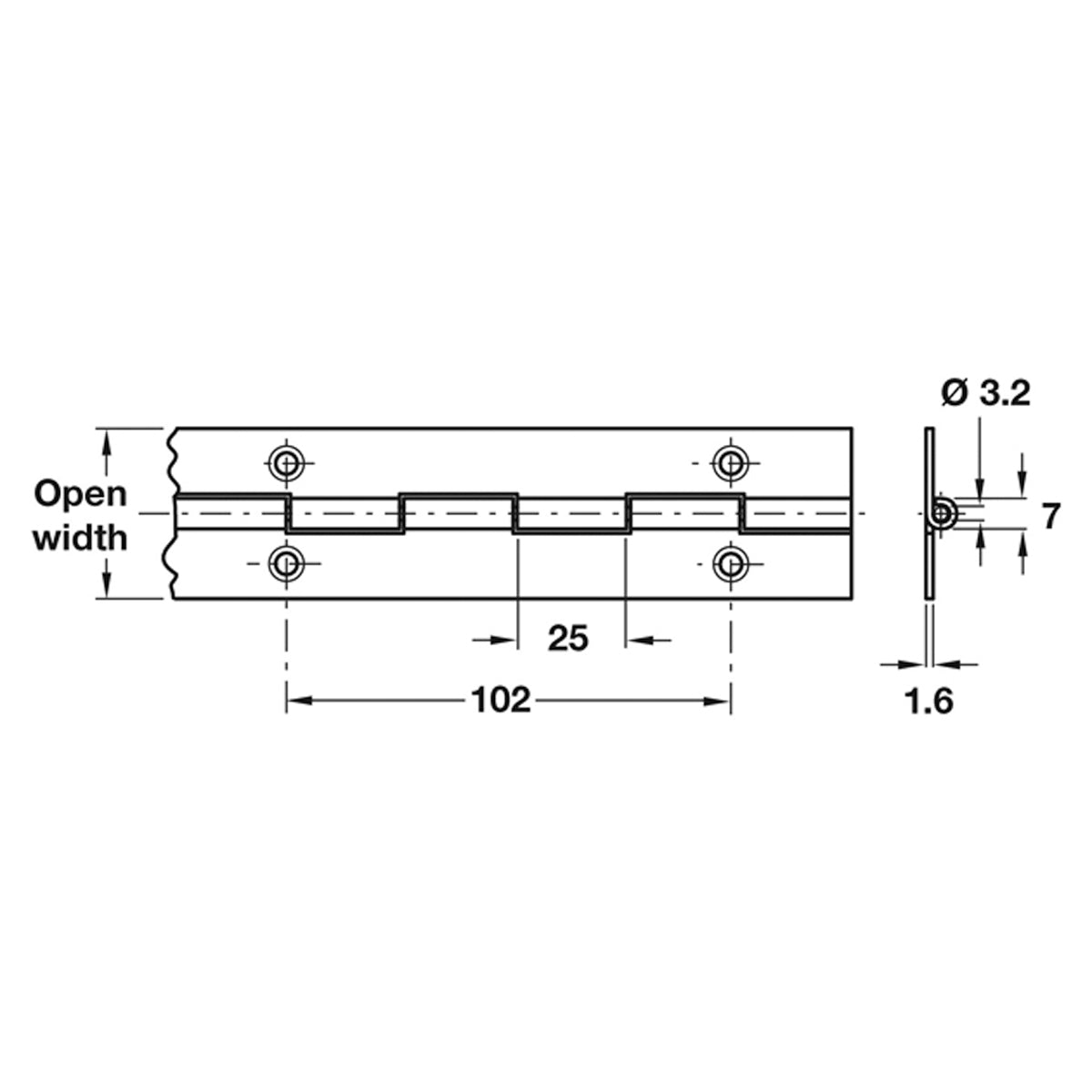 CONTINUOUS HINGE 1834x51 ST/ST