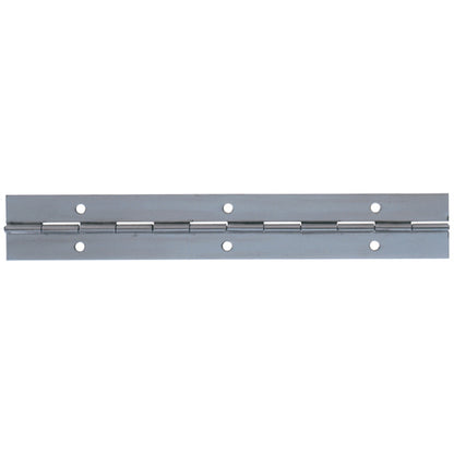 1829 × 38 × 1.2mm polished Grade 304 stainless steel piano hinge with in-line countersunk fixing holes