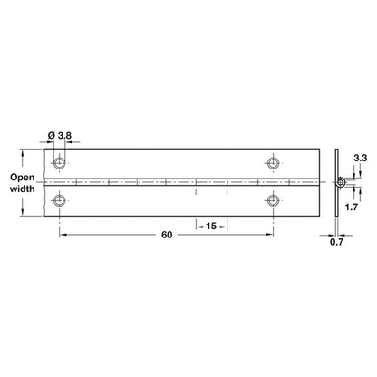 PIANO HINGE 32x1840-1850 ST/BRS