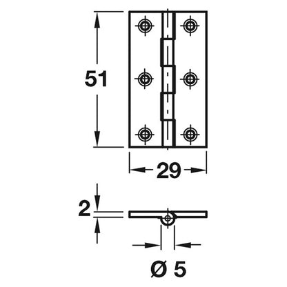 BROAD STYLE HINGE 51x29x5 BRS/AGBR