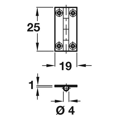 BUTT HINGE 25x16 BRS BR/EB