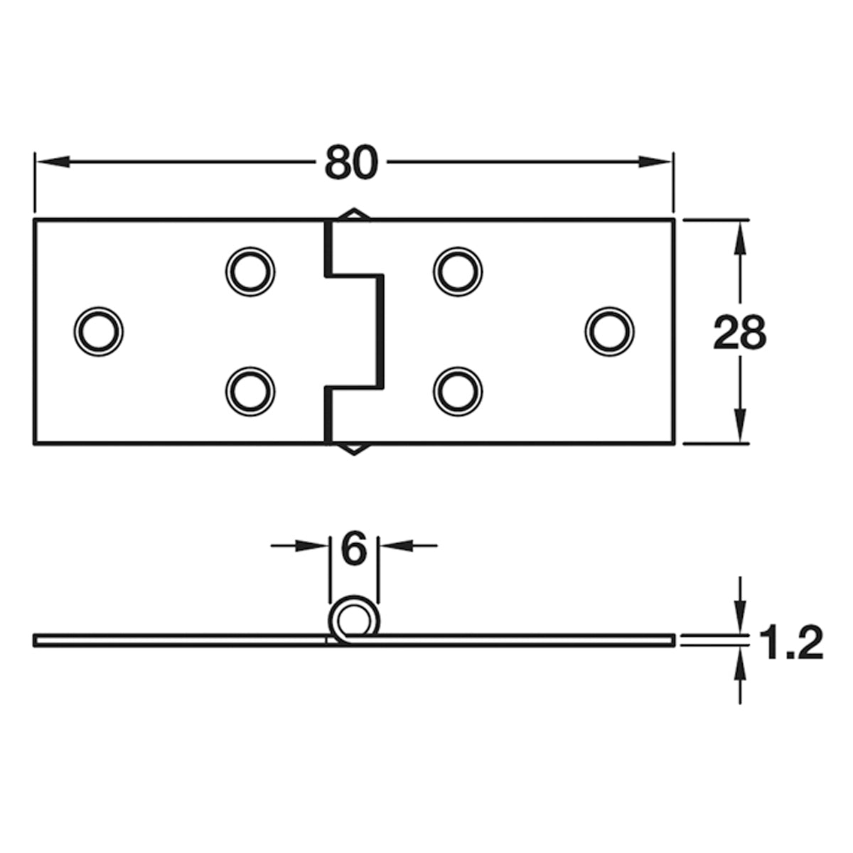 TABLE HINGE 80x28 ST/GLV