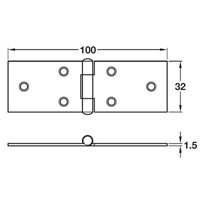 TABLE HINGE 100x32 ST/GLV