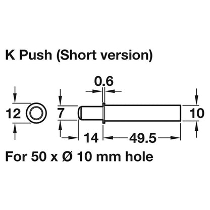 K PUSH TECH SHRT D10x50 MAGNET WHI