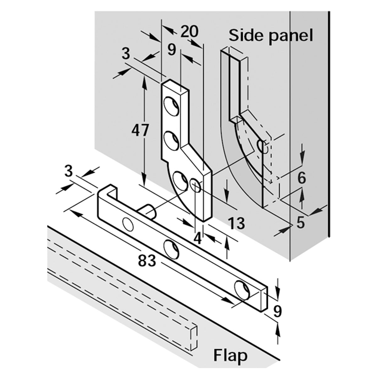 PIVOT HINGE FOR DESK 90deg 80 PBR
