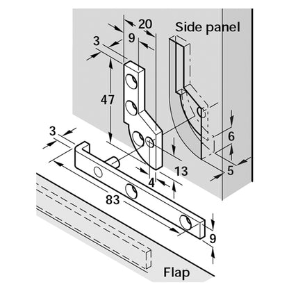 PIVOT HINGE FOR DESK 90deg 80 PBR