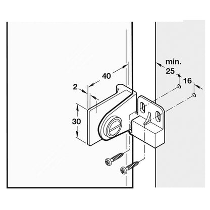 GLASS DOOR MIDDLE HINGE 170deg ZA/PCP