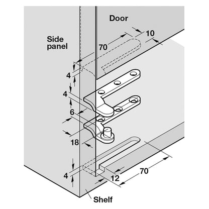 CORNER PIVOT HINGE 180deg 70 MBR