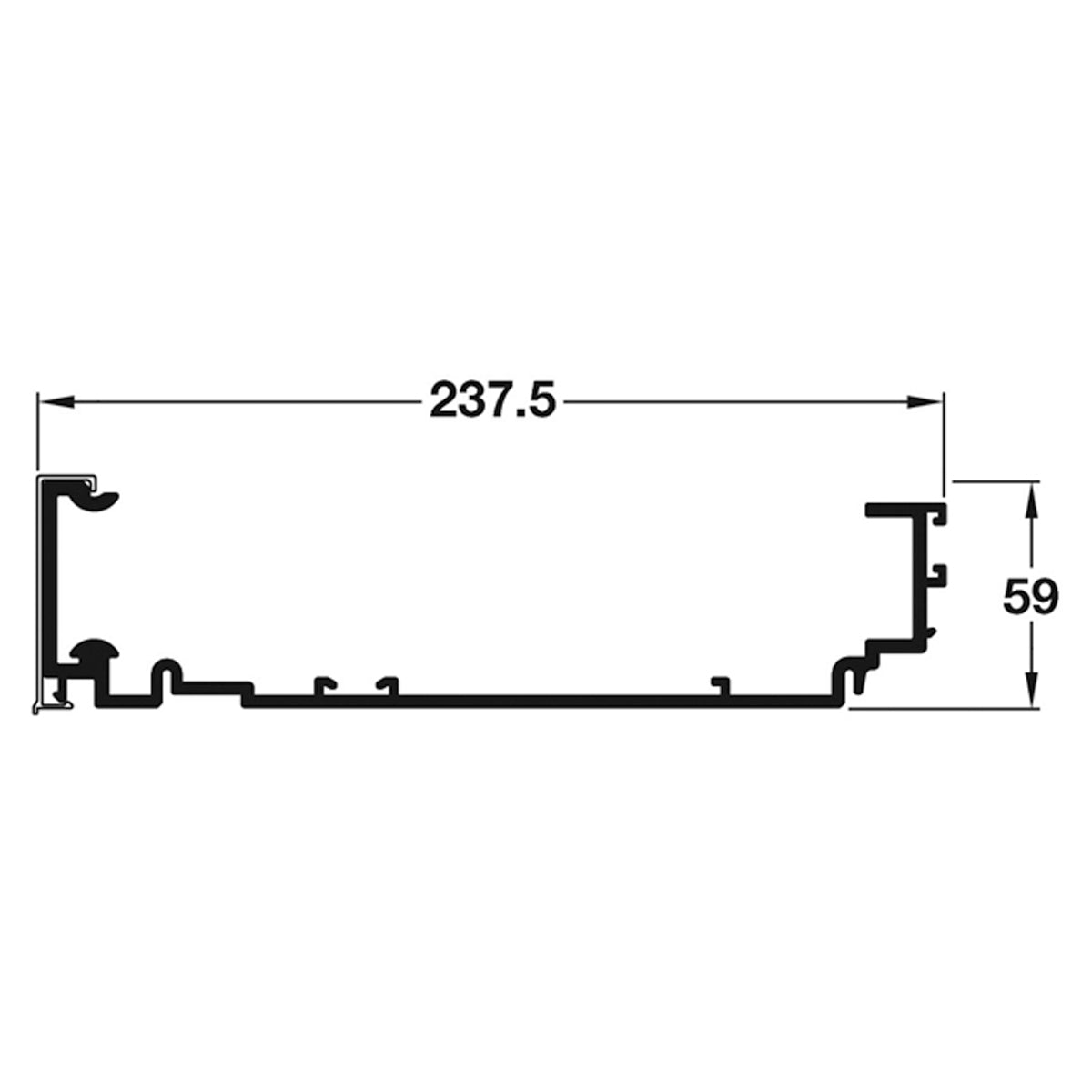PS40 TOP GUIDE RAIL 237.5x59x3050