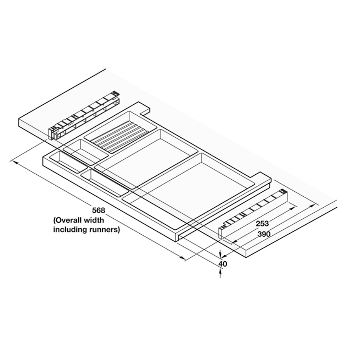 PENCIL TRAY EXTENDING PL/BLACK