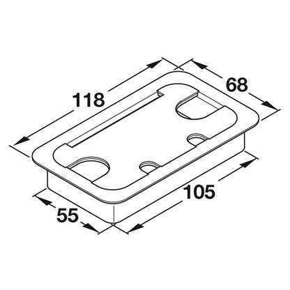 CABLE OUTLET RECT 105x55 PL/BLACK